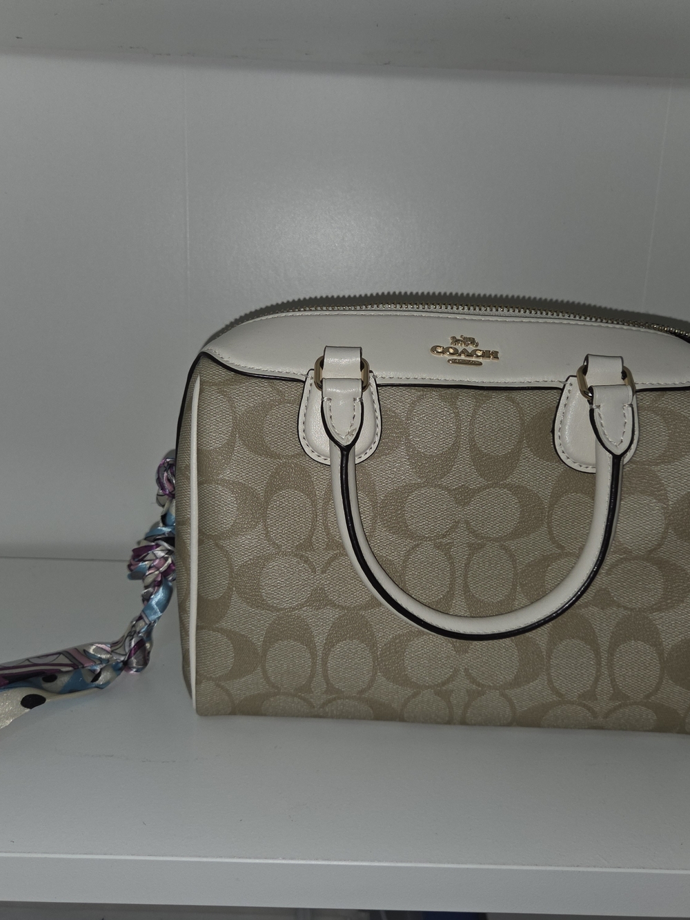 RARE - Coach Mini Bennett Satchel Signature Canvas WHITE/BEIGE